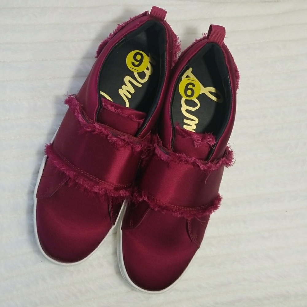 Cranberry Satin sneaker shoes by Sam Edelman. NWOT
